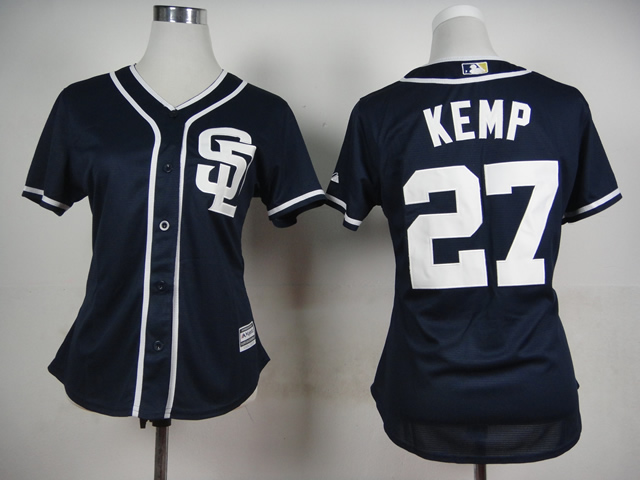 Women San Diego Padres #27 Kemp Blue MLB Jerseys->women mlb jersey->Women Jersey